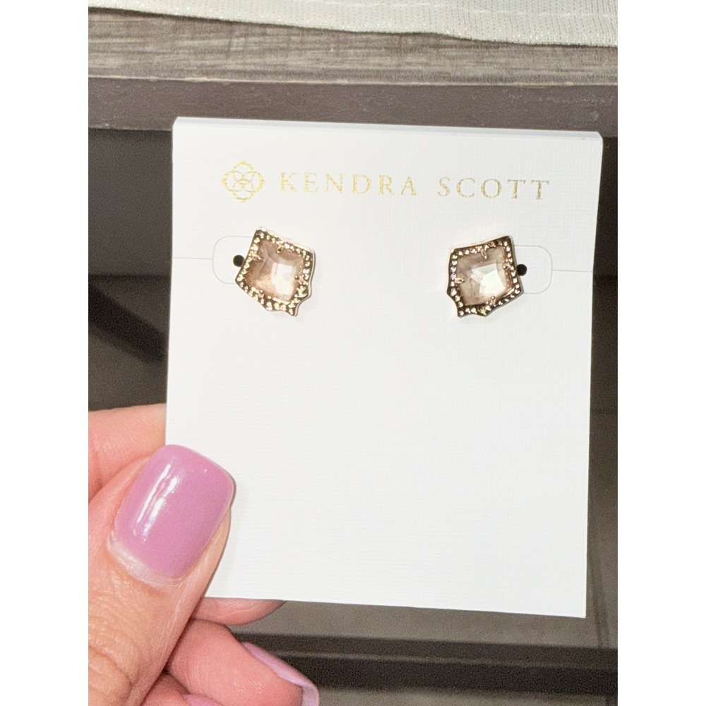 Kendra Scott Kirstie Stud Earrings Rose Gold Brown Pearl